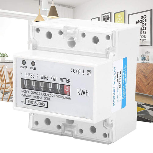 Single Phase Two Wire Energy Meter 4P LED Din Rail Electricity Power Voltmeter Ammeter Voltage Amp Kwh Meter Multimeter...