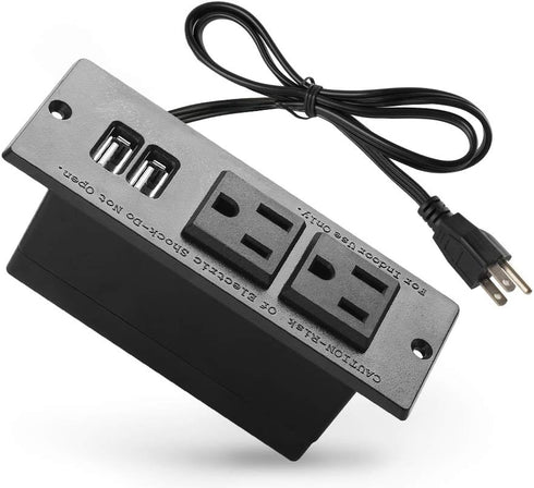 Conference Recessed Power Strip Socket with USB Ports,Table Power Strip,Desktop Charging Station with 2-Outlets and 2 USB Ports...