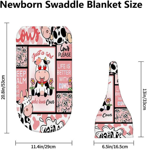Who Love Cows Newborn Swaddle Blankets with Hat Sets,Newborn Receiving Blanket for Boy Girl,Swaddle Sack Shower One Size...