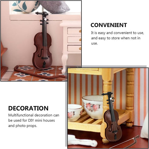 8Pcs 1: 12 Dollhouse Violin Miniature Mini Musical Instrument Collection Mini Figurine Ornaments for Doll House Musical Room...