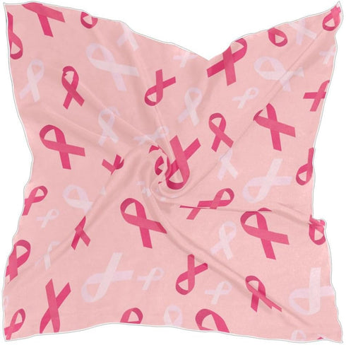 Women's Fashion Silk Scarf Breast Cancer Ribbons Square Satin Headscarf Neck Scarf Head Hair Wraps...