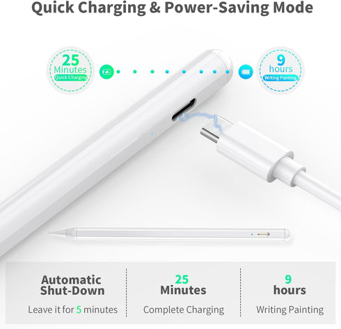 Stylus Pen for iPad Pencil 2.5X Faster Charging Low Latency Compatible with (2018-2025) Apple iPad 11-inch (A16)/10.2-Inch, Air 11-inch M3/M2/4/5t...