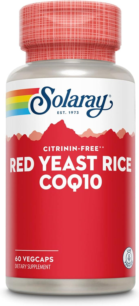SOLARAY Red Yeast Rice Plus CoQ-10 & No-Flush Niacin Vitamin B-3, Healthy Heart & Cardiovascular Support, Non-Irradiated & Citrinin Free, 60 Day M...