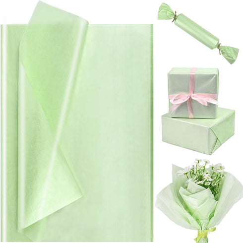 Bolsome 100 Sheets 20 * 14 Inches Metallic Green Tissue Paper for Gift Wrapping, Pearlescent Tissue Paper for Gift Bags for Green Boho Birthday We...