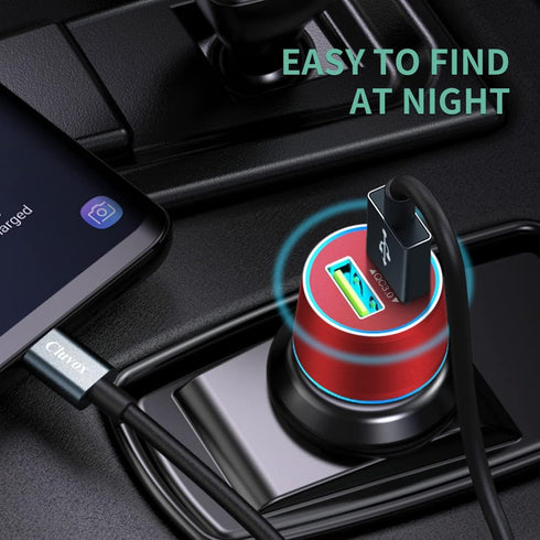 Rapid USB C Car Charger, Compatible for Samsung Galaxy S23/S22/S21/Note 20/Ultra/10/Plus/9/8/S20/S10+/S10e/S9/S8/A50/A70, Quick Charge 3.0 Dual US...
