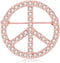Gold Silver Clear Crystal Peace Symbol Sign Brooch Pin...