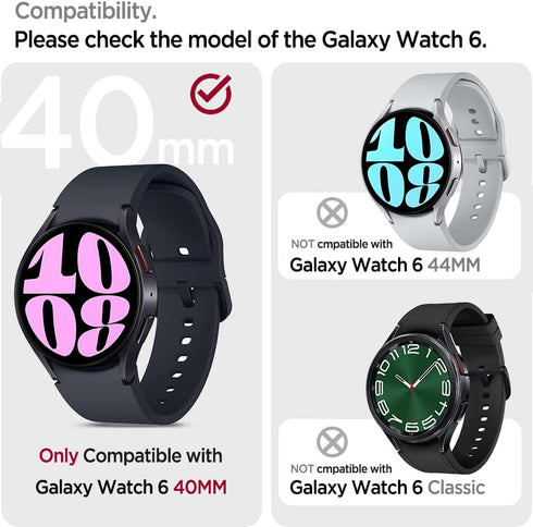 Miimall Waterproof Case for Samsung Galaxy Watch 6 40mm, Hard PC Bumper Cover with Tempered Glass Screen Protector for Galaxy Watch 6, Full Covera...