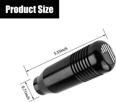 1 PC Comfort Grip Shift Knob, 3.34" x 1.18" American Flag Alloy Shifter, with 8mm/10mm/12mm Adapter, Fits Most Manual Cars, Trucks, SUV (Black)...