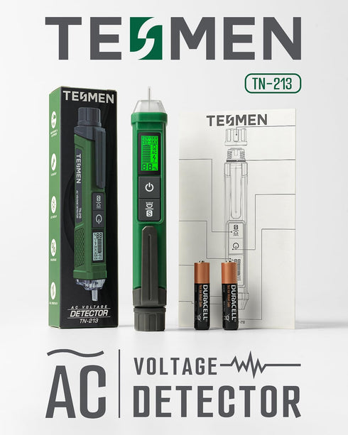 Voltage Tester, TESMEN TN-213 Non-Contact Voltage Tester, Electrical Tester, AC 12V-/70V-1000V, Dual-Range, LCD Display in Percentage, Buzzer Alar...