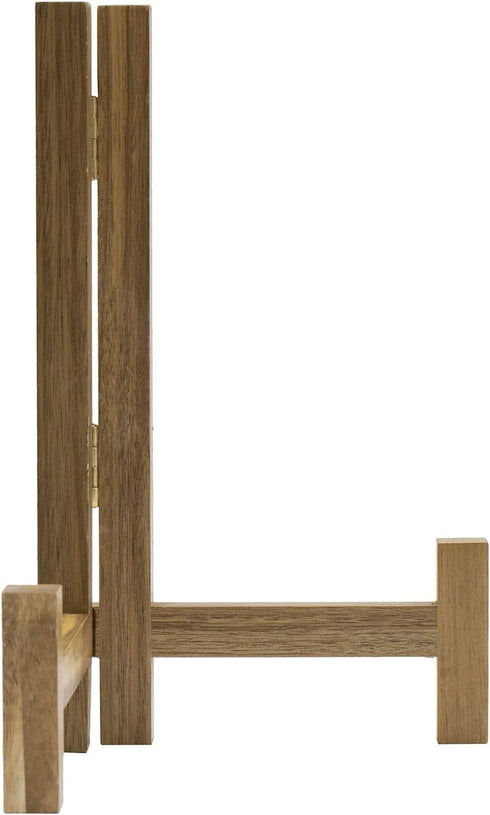 MyGift Plate Display Stand, Rustic Acacia Wood Tabletop Saucer Rack, Folding Picture Frame Holder Easel...