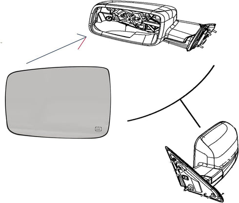 Driver Side Heated Mirror Glass Compatible with 2009-2018 Dodge Ram Pick-Up 1500 2500 - Replace 68079363AA 68050299AA - Side View Exterior Convex ...