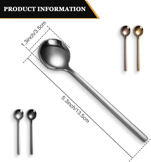 4 Pieces Coffee Spoons Teaspoons Stainless Steel Espresso Spoons Frosted Handle Soup Spoons for Coffee Sugar Soup Ice Cream Dessert Cake Supplies,...