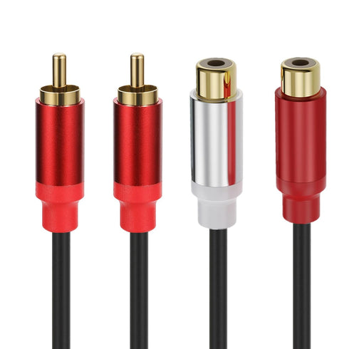 2RCA Male to 2RCA Female Cable 1.5m, Gold Plated 2 RCA to 2 RCA Audio Cable Cord Wire Y Adapter for Tablets, MP3, HiFi Stereo System, Speaker(Male...