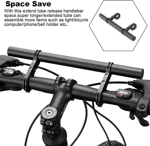 Bicycle Extension Bracket?Aluminum Alloy Bike Double Handlebar Extender for Holding Bicycle Speedometer, Phone Light Mount Holder(Black)...