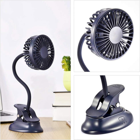 Clip on Fan Usb Battery Operated Desk Clip Fan with Emergency Power Bank, Baby Stroller Fan Rechargeable Personal Fan Flexible Neck 3 Speeds Great...