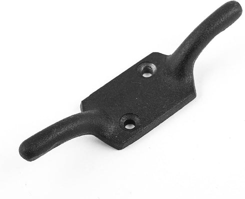 Renovators Supply Manufacturing Cleat Hooks 4 in. Black Wrought Iron Cord Rope Holder for Window Blinds or Flagpoles with Screws...