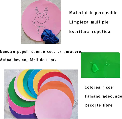 12pack 11 inch Color Dry Wipe dot Circle Removable Dry Erase Circles, whiteboard Marking Vinyl Sticker dot Wall Decal Wall Decal School Classroom ...