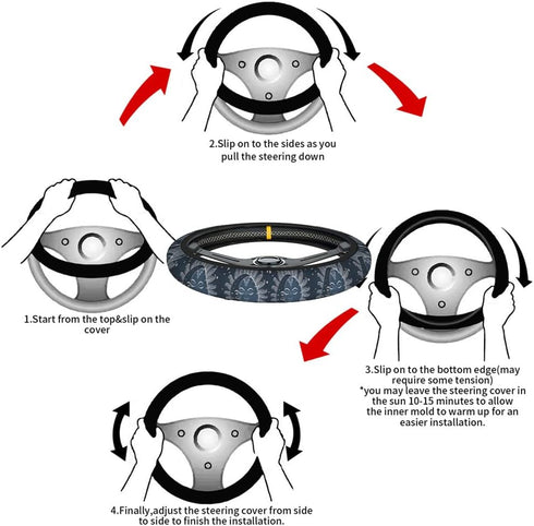 Swono Sun and Moon Universal 15" Steering Wheel Covers Abstract Human Face in Star Sky at Night Cute Car Steering Wheel Cover for Men Women Girls ...