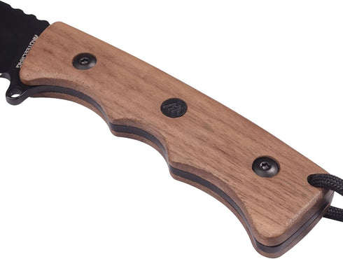 Compact Fixed Blade Knife Full Tang Short Knife Blade Wood Handle with Sheath Clip, Paracord for EDC Outdoor Camping Hiking Gift...