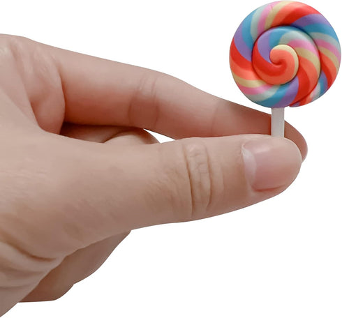 100pcs Miniature Candy Lollipop Decor Mixed Polymer Clay Sets for Childs Pretend Kitchen Play Cooking Game DIY Party Doll house Accessory...