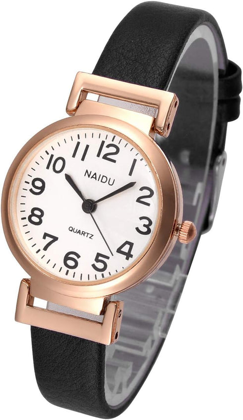 Top Plaza Womens Ladies Classic Simple Leather Analog Wrist Watch Rose Gold Case Arabic Numerals Casual Dress Quartz Watches,Small Dial...