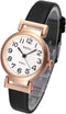 Top Plaza Womens Ladies Classic Simple Leather Analog Wrist Watch Rose Gold Case Arabic Numerals Casual Dress Quartz Watches,Small Dial...