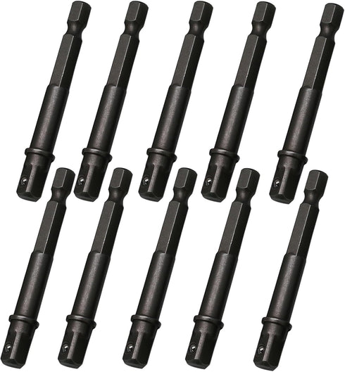 10Pcs 1/4 Inch Socket Adapter Set, Impact Driver Socket Adapter Hex Shank Square Socket Bit Adapter for Automotive DIY, Silver...