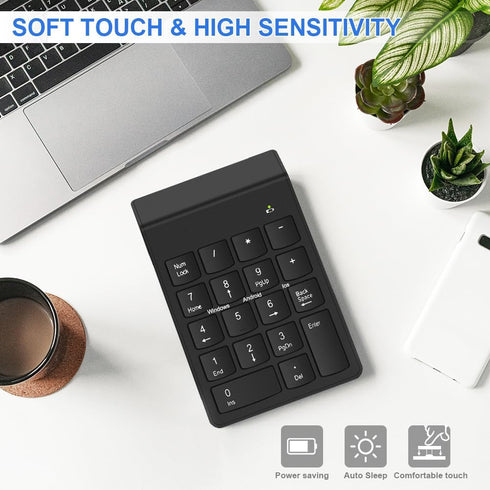 Bluetooth Number Pad Wireless Numeric Keypad 10 Key Numpad Compatible with Laptops MacBook, ChromeBook, ThinkBook, MateBook, Inspiron Computer Des...