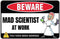 Funny Beware of Dog Sign Private Property No Trespassing Warning Signs, Beware Mad Scinetist at Work, Yard Sign Garage Farm Garden Wall Decor Sign...
