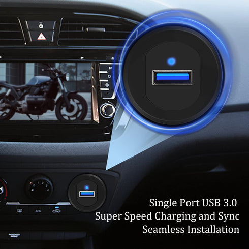 USB 3.0 Car Mount Flush Cable with LED Indicator Single Port, USB3.0 Male to Female Extension for Car Truck Boat Motorcycle Dashboard Panel 3ft...