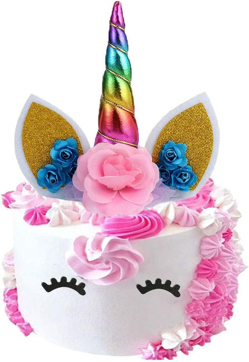 Rainbow Unicorn Cake Topper Handmade Unicorn Cake Decoration for Birthday Party, Baby Shower and Wedding...