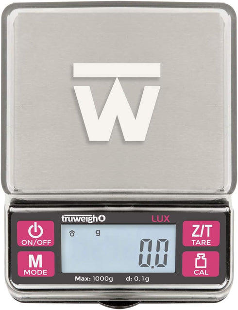 LUX Digital Mini Scale (1000g x 0.1g, Black/Red) - Digital Kitchen Scale - Digital Travel Scale - Portable Food Scale - Meal Prep Weight Scale - D...