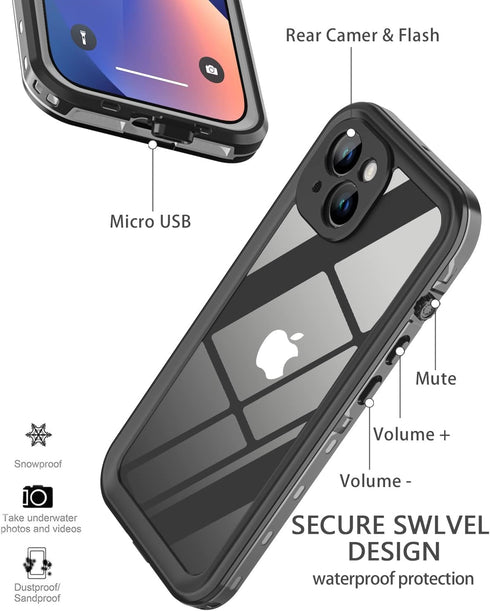 Design for iPhone 13 Waterproof Case, Full Body Shockproof Case for iPhone 13 Case with Screen Protector, Dust Proof Phone Case Cover for iPhone 1...