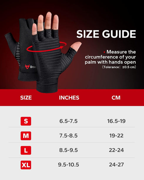 BraceBull Arthritis Gloves (1 Pair), Copper Infused Compression Gloves for Relieve Muscle Pain, Carpal Tunnel, RSI, Rheumatoid, Tendonitis, Finger...