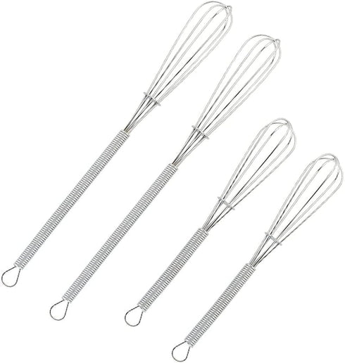 4 Pack Mini Wire Kitchen Whisks Small Egg Whisk Gravy Sauce Mini Whisk Silver-Each of 2PCS 5 Inches and 7 Inches...