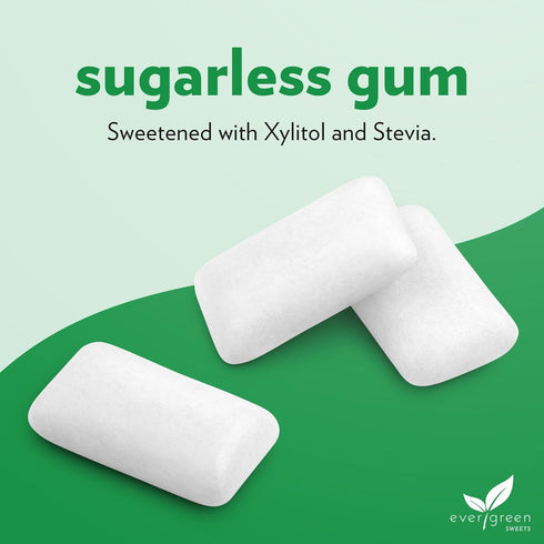 Evergreen Sweets Chewing gum -100 Pieces Jar - Natural Spearmint Gum Made with Xylitol and Stevia - Sugar-Free, Aspartame Free and Vegan...