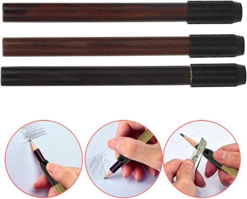 3Pcs Pencil Extenders, Wooden Pencil Extender Handle Pen Holder Lengthener for Colored Pencils Crayon School Office Supplies(three pack)...