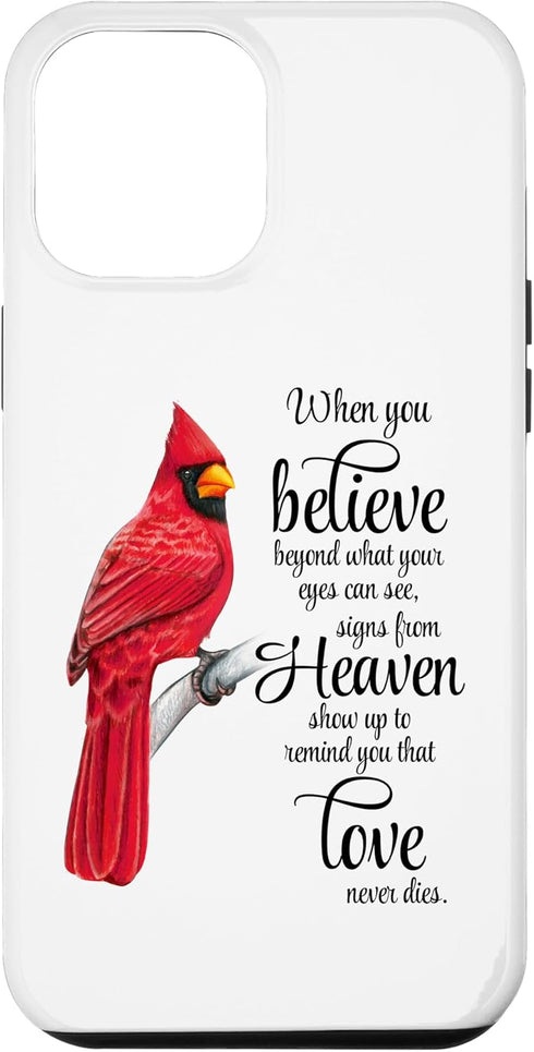 iPhone 12 Pro Max Cardinal Red Bird Sign from Heaven Angel Case...