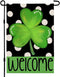 CROWNED BEAUTY St Patricks Day Shamrock Garden Flag 12×18 Inch Double Sided Green Clover Small Burlap Welcome Polka Dots Holiday Yard Flag for Out...