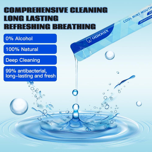 Travel Size MouthWash Packets - TSA Approved Travel Porable mouthwash, Alcohol Free, Natural Ingredients for Bad Breath,Oral Care Treatments (0.37...