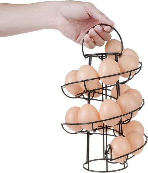 Egg Skelter Deluxe Modern Spiraling Dispenser Rack - Freestanding Wire Chicken Egg Storage Organizer Display Holder Basket for Countertop Kitchen,...