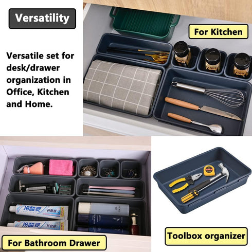 AUSTARK InterlockIng Desk Drawer Organizer, 3 Sizes Plastic Drawer Divider, Toolbox Storage Organizer Trays for Office Home School (8 Pack)...