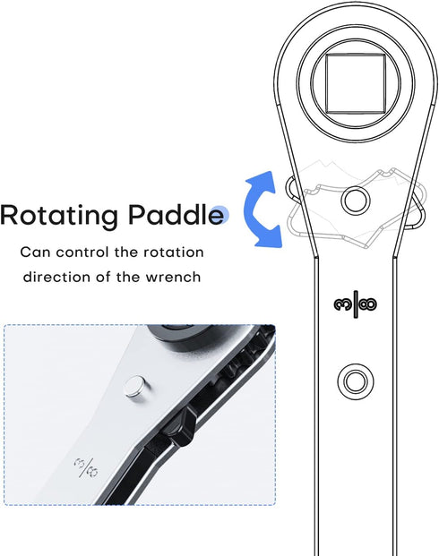 HVAC Service Wrench, Refrigeration Ratcheting Wrench 3/8” 1/4” 5/16'' 3/16'' AC Wratchet Tool with Hex Bit Adapter UIInosoo for Air Conditioning, ...