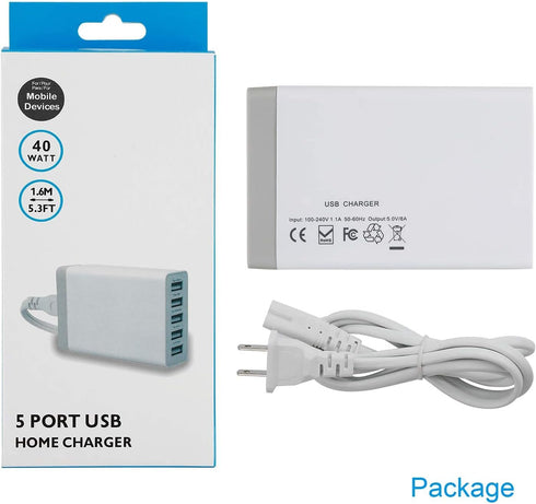 Pezin & Hulin 5 Port USB Wall Charger, 45W, Compatible with Tablet, Phone, Cell Devices...