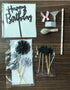 Black Happy Birthday Cake Topper Set 11 PCS Acrylic Topper Confetti Balloon Cool Stars Paper Fans Cupcake Picks Cake Decorations Supplies for Dad ...
