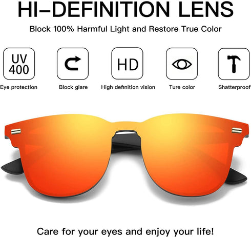 DUBERY Rimless Flat Sunglasses for Men Women Trendy One Piece Eyeglasses UV400 Protection,Black/Red...