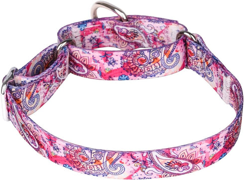 Adjustable Martingale Dog Collar Heavy Duty Nylon Dog Collar for Medium Large Dogs Walking Training Boy and Girl Dogs (XL, Pink)...