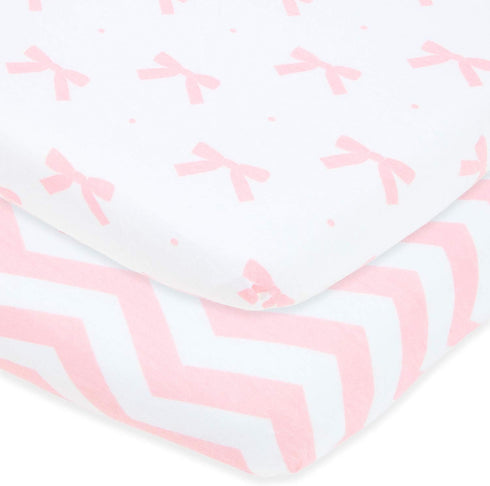 Bassinet Fitted Sheets for Baby Beside Dreamer Bedside Sleeper and Chicco Next2Me – Fits 20 x 33 Mattress – Snuggly Soft Jersey Cotton – Pink, Whi...