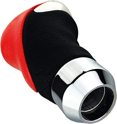 Lunsom Leather Gear Shift Knob, Type-R Gear Shifter Head Handle Lever Metal Shift Knob Fit Most Transmission Automatic Manual Vehicle (Black & Red...