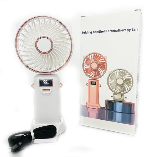 Portable handheld fan, 4200mAh USB rechargeable foldable fan, 5-speed and digital display personal travel fan, makeup/commuting/office mini deskto...